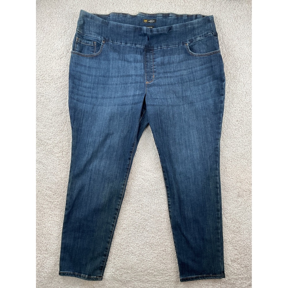 Lee Plus Sculpting Slim Fit Skinny Leg Jeans Womens 26W Medium Dark Wash Pull On